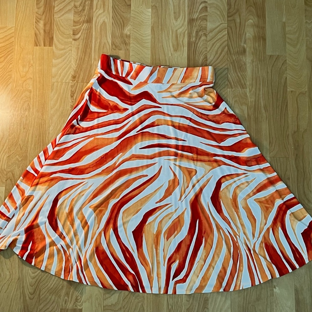Tommy Bahama Orange Zebra Print A-Line Skirt - Size Small
